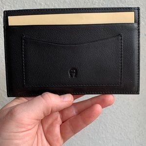 Vintage Etienne Aigner Black Leather Flat Wallet